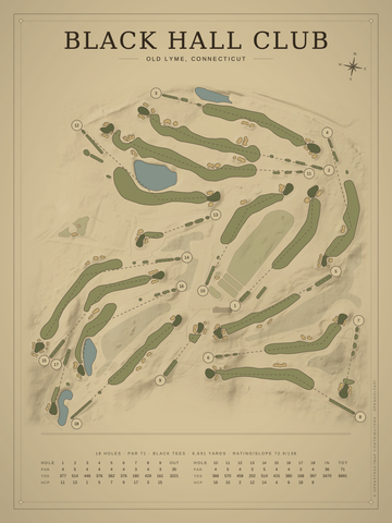 Black Hall Club Course Map poster