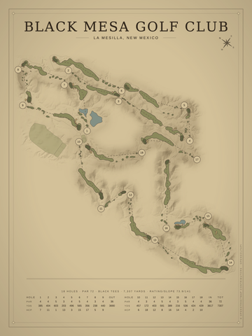 Black Mesa Golf Club Course Map poster