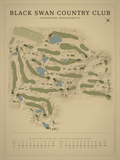 Black Swan Country Club course map poster, Vintage style, 12×16 / 18×24