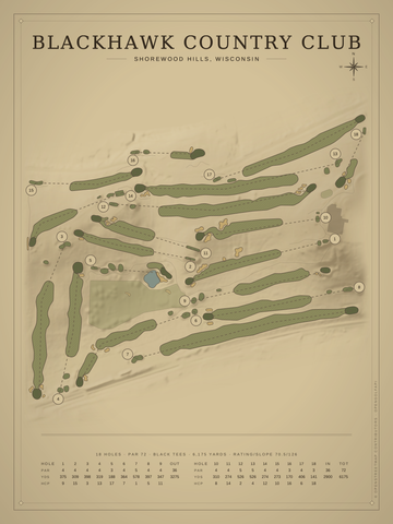 Blackhawk Country Club Course Map poster