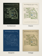 Blackheath Golf Club course map poster in four styles: Architectural, Classic, Blueprint and Vintage