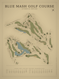 Blue Mash Golf Course map poster, Vintage style, 12×16 / 18×24