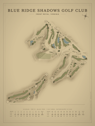 Blue Ridge Shadows Golf Club Course Map poster