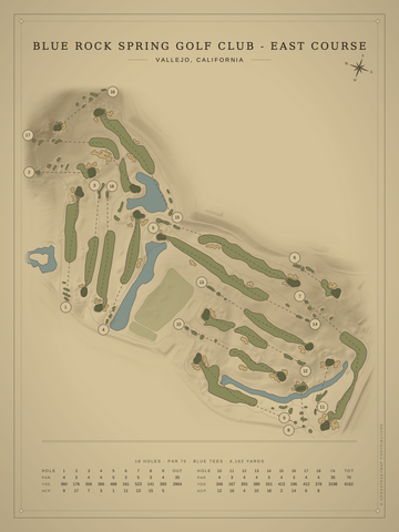 Blue Rock Spring Golf Club - East Course Map poster