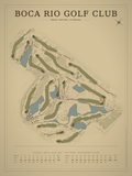 Boca Rio Golf Club course map poster, Vintage style, 12×16 / 18×24