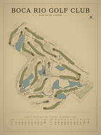 Boca Rio Golf Club course map poster, Vintage style, 12×16 / 18×24