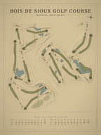 Bois de Sioux Golf Course map poster, Vintage style, 12×16 / 18×24