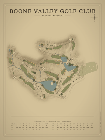 Boone Valley Golf Club Course Map poster