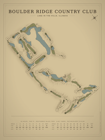 Boulder Ridge Country Club (South/West) Course Map poster