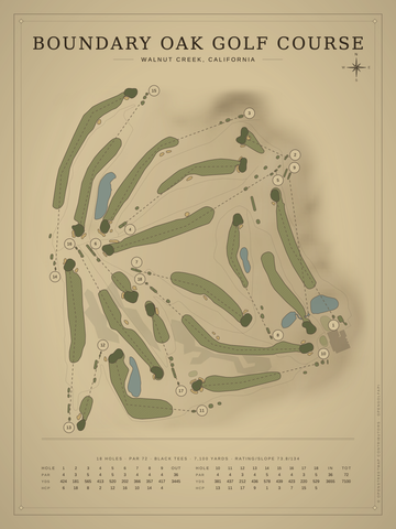 Boundary Oak Golf Course Map poster