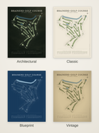 Brainerd Golf Course map poster in four styles: Architectural, Classic, Blueprint and Vintage