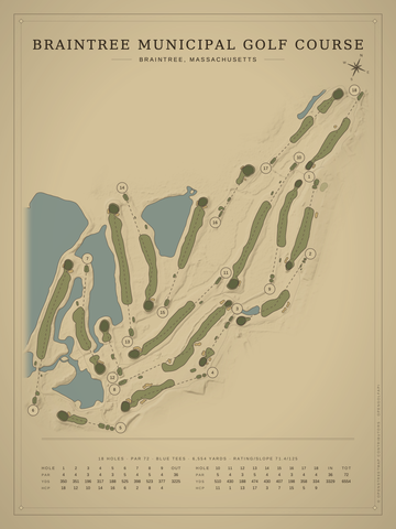 Braintree Municipal Golf Course Map poster