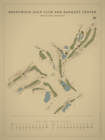 Brentwood Golf Club and Banquet Center Course Map poster