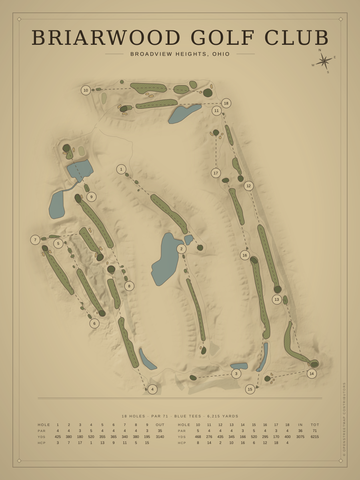 Briarwood Golf Club Course Map poster