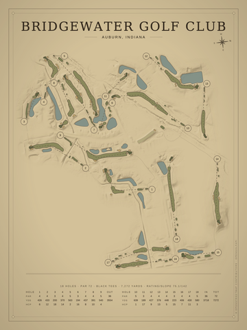 Bridgewater Golf Club Course Map poster