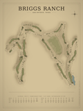 Briggs Ranch course map poster, Vintage style, 12×16 / 18×24