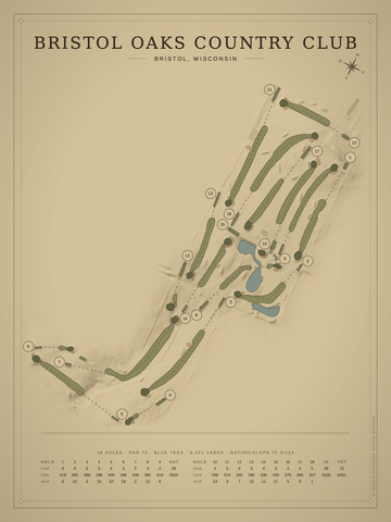 Bristol Oaks Country Club Course Map poster