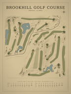 Brookhill Golf Course map poster, Vintage style, 12×16 / 18×24
