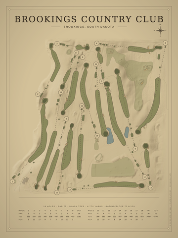 Brookings Country Club Course Map poster