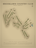 Brooklawn Country Club course map poster, Vintage style, 12×16 / 18×24