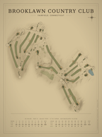 Brooklawn Country Club course map poster, Vintage style, 12×16 / 18×24
