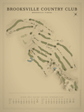 Brooksville Country Club course map poster, Vintage style, 12×16 / 18×24