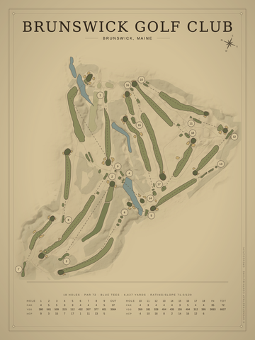Brunswick Golf Club Course Map poster