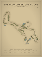 Buffalo Creek Golf Club course map poster, Vintage style, 12×16 / 18×24