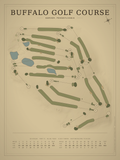 Buffalo Golf Course map poster, Vintage style, 12×16 / 18×24