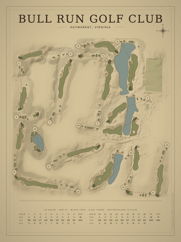 Bull Run Golf Club Course Map poster