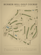 Bunker Hill Golf Course map poster, Vintage style, 12×16 / 18×24