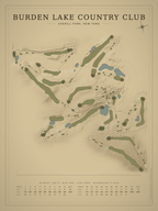 Burden Lake Country Club course map poster, Vintage style, 12×16 / 18×24