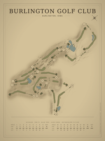 Burlington Golf Club Course Map poster