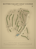 Butter Valley Golf Course map poster, Vintage style, 12×16 / 18×24