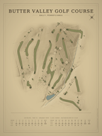 Butter Valley Golf Course map poster, Vintage style, 12×16 / 18×24