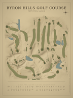 Byron Hills Golf Course map poster, Vintage style, 12×16 / 18×24