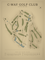 C-Way Golf Club course map poster, Vintage style, 12×16 / 18×24