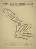 Cadillac Country Club course map poster, Vintage style, 12×16 / 18×24