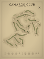 Camargo Club course map poster, Vintage style, 12×16 / 18×24