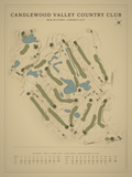 Candlewood Valley Country Club course map poster, Vintage style, 12×16 / 18×24