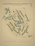 Candlewood Valley Country Club course map poster, Vintage style, 12×16 / 18×24