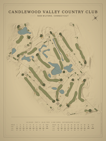 Candlewood Valley Country Club Course Map poster