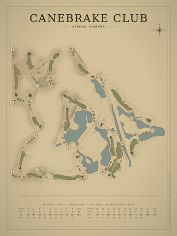 Canebrake Club Course Map poster
