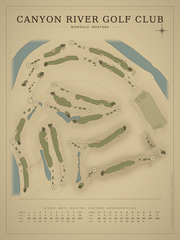 Canyon River Golf Club Course Map poster