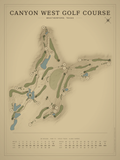 Canyon West Golf Course map poster, Vintage style, 12×16 / 18×24