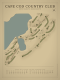 Cape Cod Country Club course map poster, Vintage style, 12×16 / 18×24