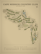 Cape Neddick Country Club course map poster, Vintage style, 12×16 / 18×24