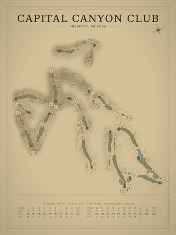Capital Canyon Club Course Map poster