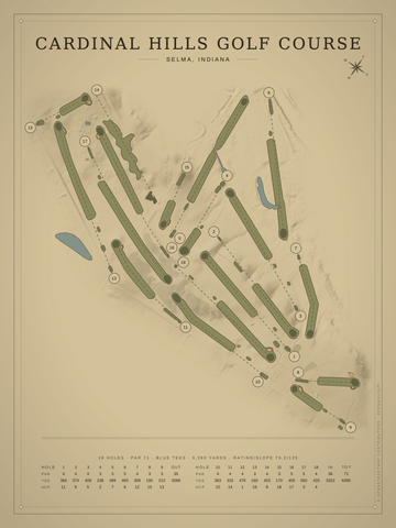 Cardinal Hills Golf Course Map poster