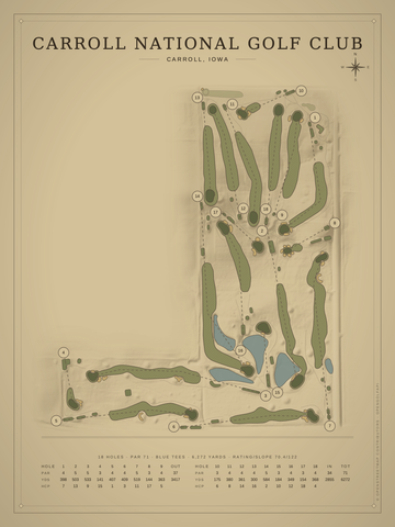 Carroll National Golf Club Course Map poster